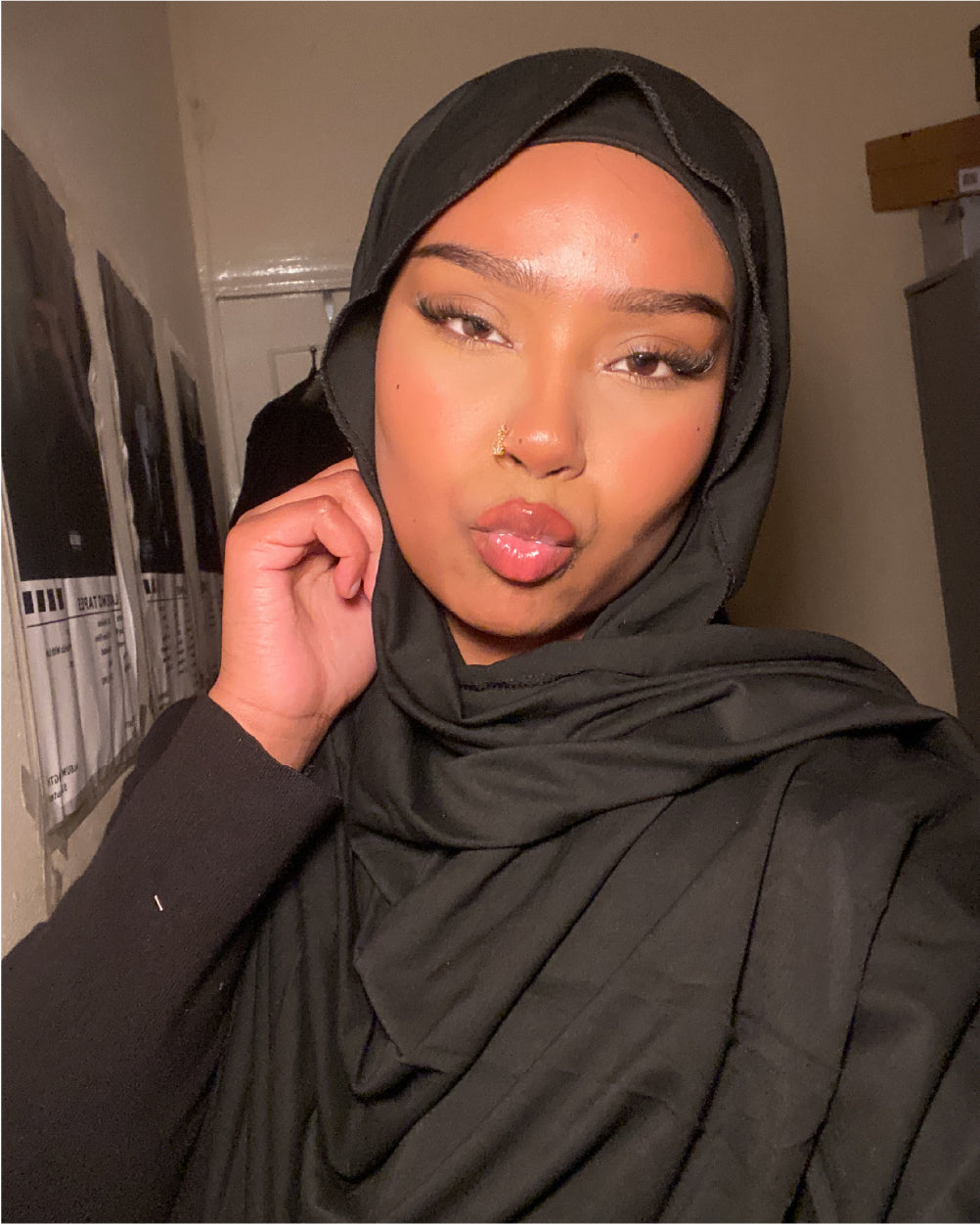 Jersey Coal Black Hijab Set - Satinaa Abayas