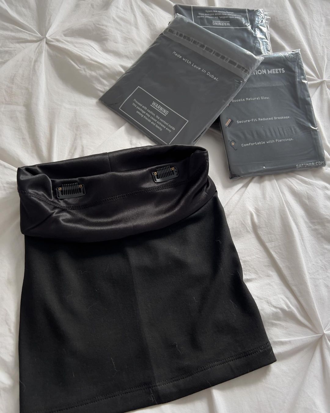 Jersey Coal Black Hijab Set - Satinaa Abayas